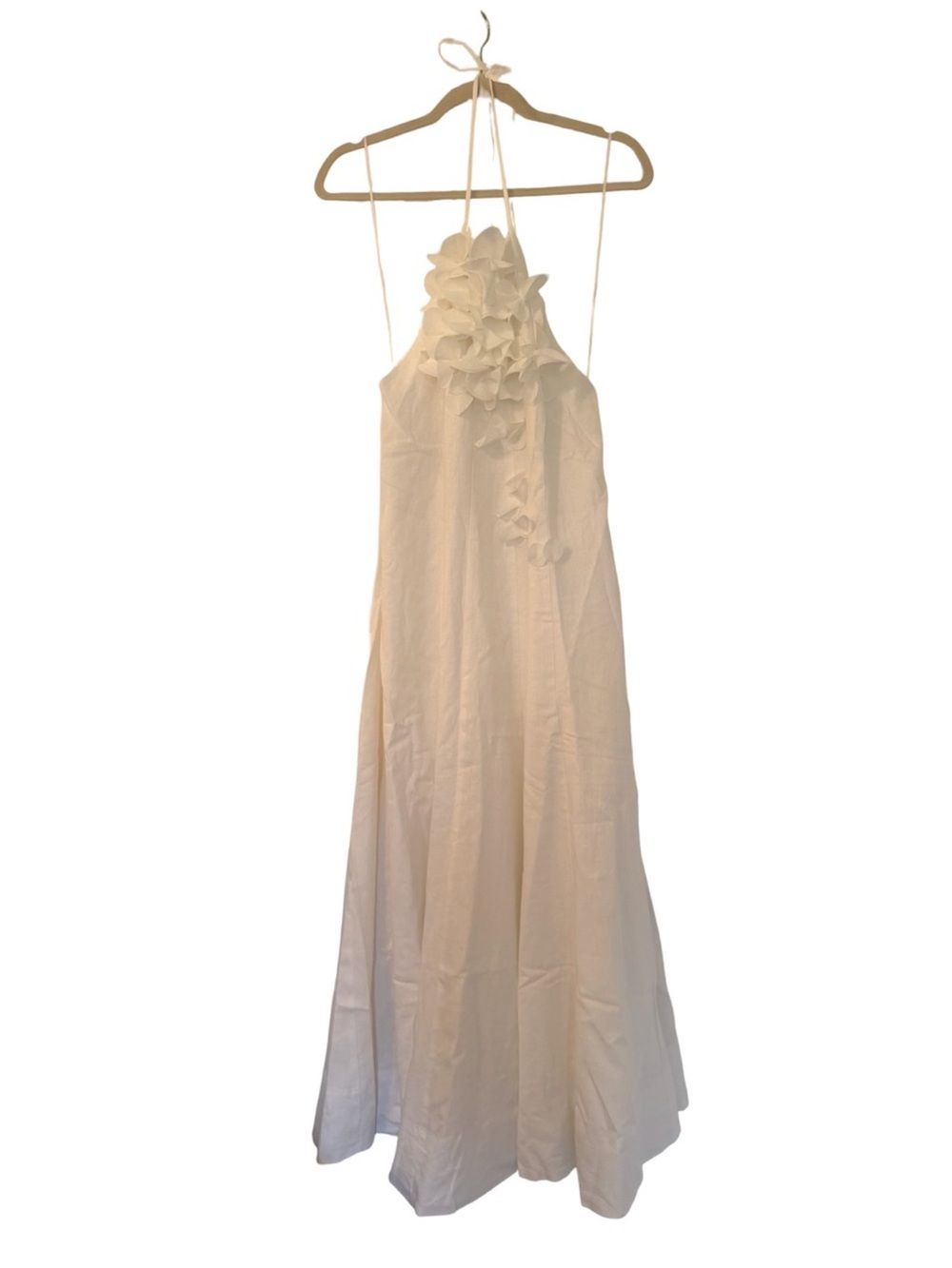 Caroline Constas White Appliqué Halter Linen Maxi Dress NWT - Picture 2 of 9